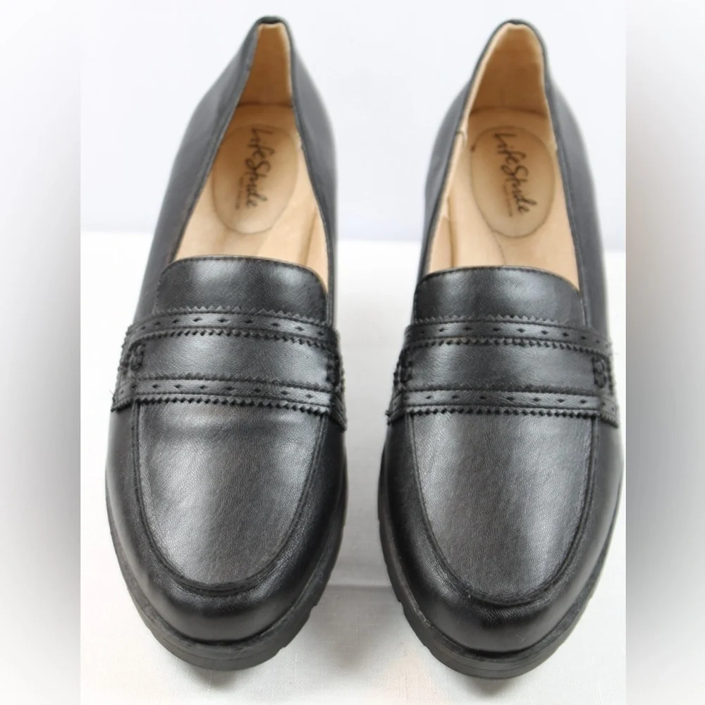 Life Stride Platform Slip-On Lug Sole Loafer Women’s Black Comfort Shoes Size 10 - Picture 9 of 9
